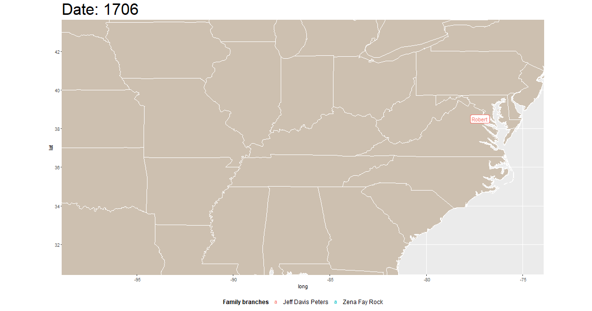 Animated map showing families migrating westward